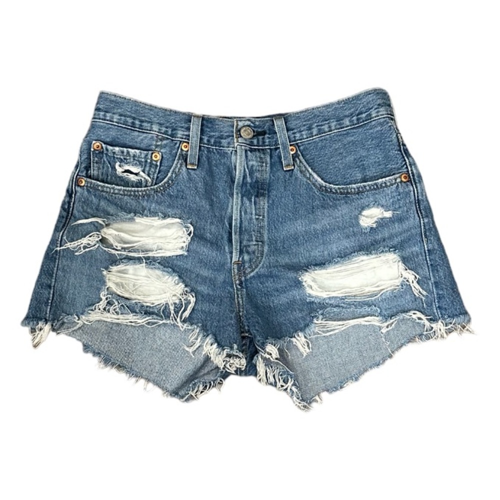 Levi’s 501 High Rise Ripped Distressed Cutoff Denim Jean Shorts Size 27
